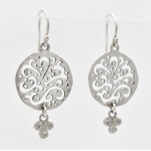 SILPADA STERLING SILVER “CUT ABOVE” CZ FILIGREE EARRINGS Cubic Zirconia. New